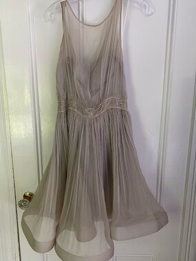 Katherine Kidd Dress Women’s 4 Silk Designer Cocktail Party Evening Swirl Gray